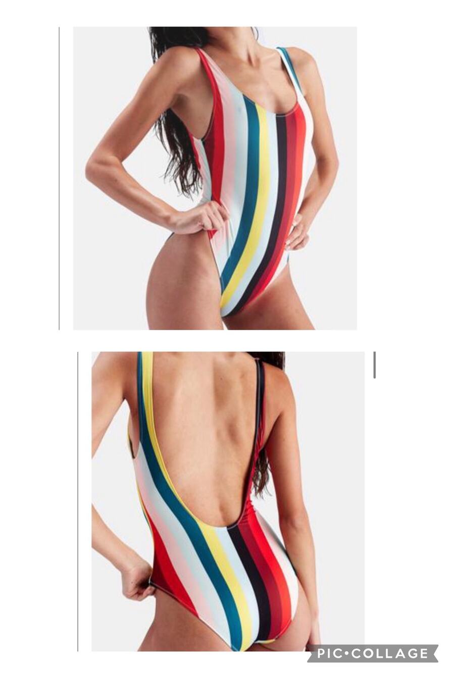Solid & Striped The Anne Marie Scoop One Piece in Paradise Stripe Size Small